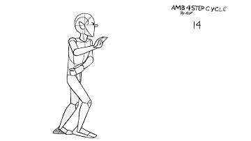 Animation walk cycle: AMB Real Animator Training Exercise; 4 Step Cycle (on 1’s)