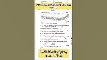 WELCOME LIFE SOLVED SAMPLE PAPER (ENGLISH MEDIUM) CLASS 10 TERM 2  PSEB