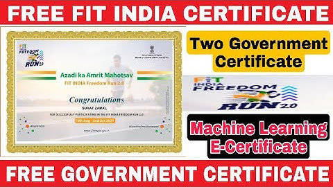 Fit India Free Certificate I Two Free Government Certificate I Machine Learning Certificate