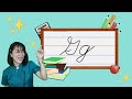 Learning cursive writing letter gg