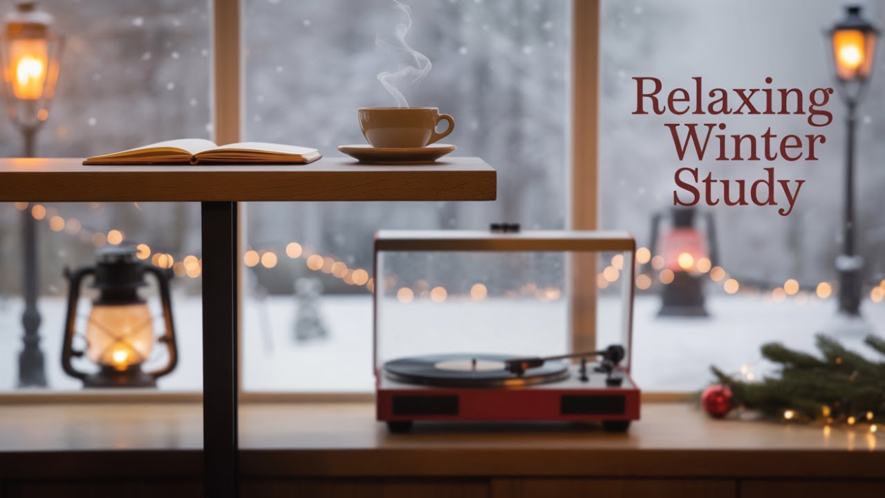 Quiet Yuletide Study — Relax Jazz Cafe in Frosty Lantern Street for Focus