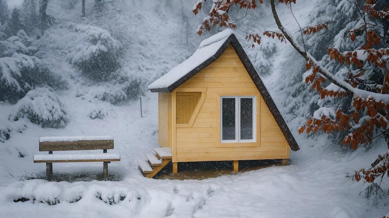 Строительство уникального бревенчатого домика в лесу: зима без электричества 2025 года