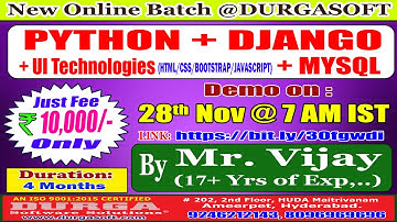 PYTHON + DJANGO + UI + MYSQL Online Training @ DURGASOFT