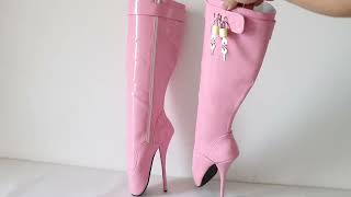 Sorbern Custom Wide Calf Boots With Lock Women Fetish Ballet High Heel 18Cm Shoes