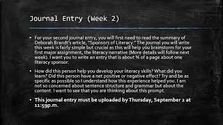 English 1010 (Week 2 Rundown)(Fall 2021)