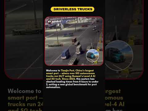 China’s Smart Port: 100+ Driverless Trucks Powered by Huawei AI & 5G! #factshorts #shortsfeed #usa