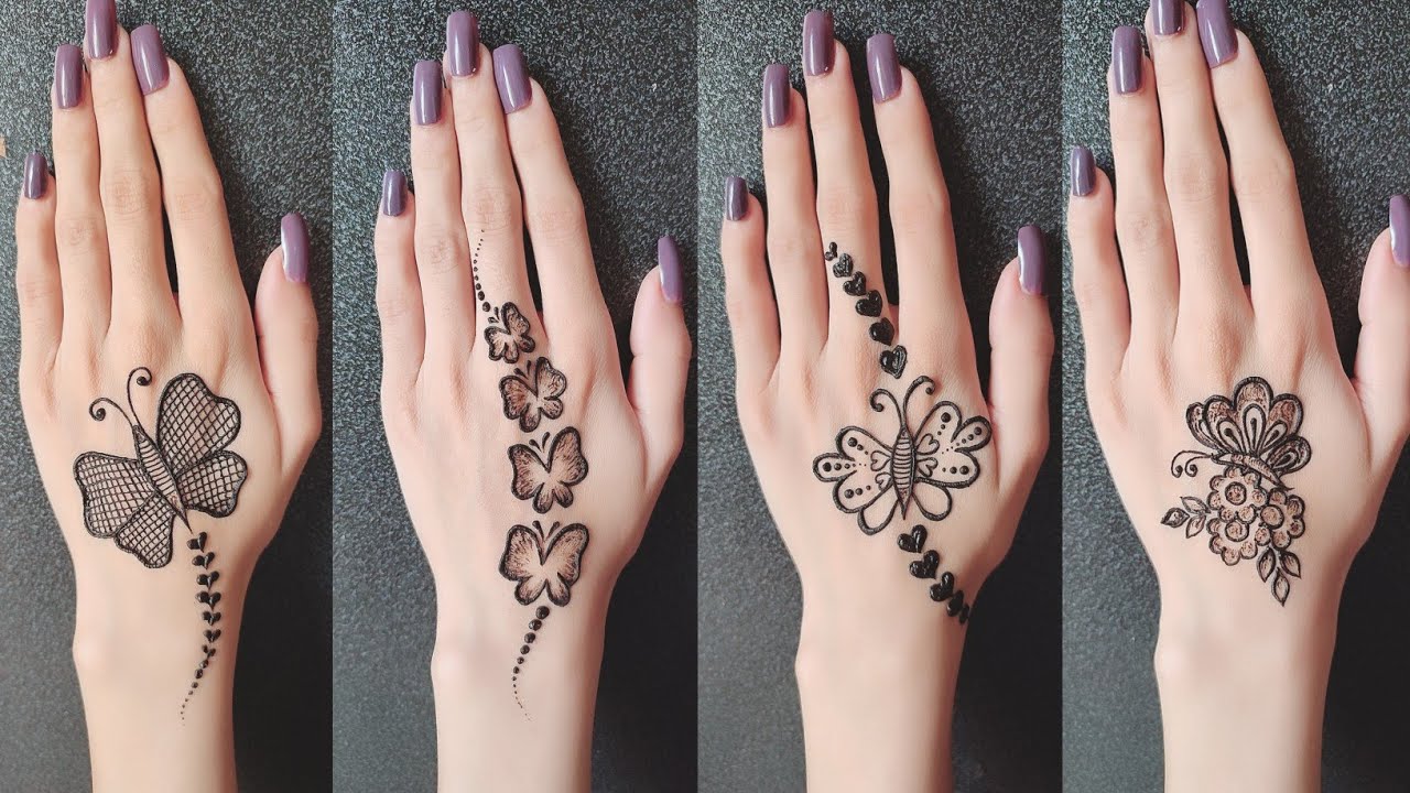 Stylish butterfly mehndi tattoo design Simple mehndi design Back
