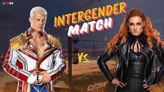 WWE 2K24 - Cody Rhodes whoop Becky lynch  Ass | INTERGENDER MATCH | DEATHMATCH