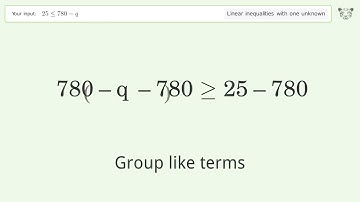 Solving Linear Inequalities: 25 is Smaller Than or Equal to 780-q