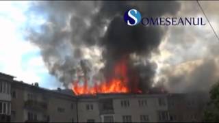 Incendiu violent la un bloc in Sighetu Marmatiei