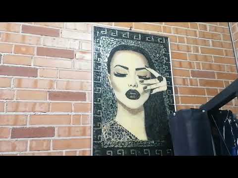 pictura 5d cu diamante,femeie cu makeup glamour,ruj negru,razina epoxidica si oglinzi,tutorial