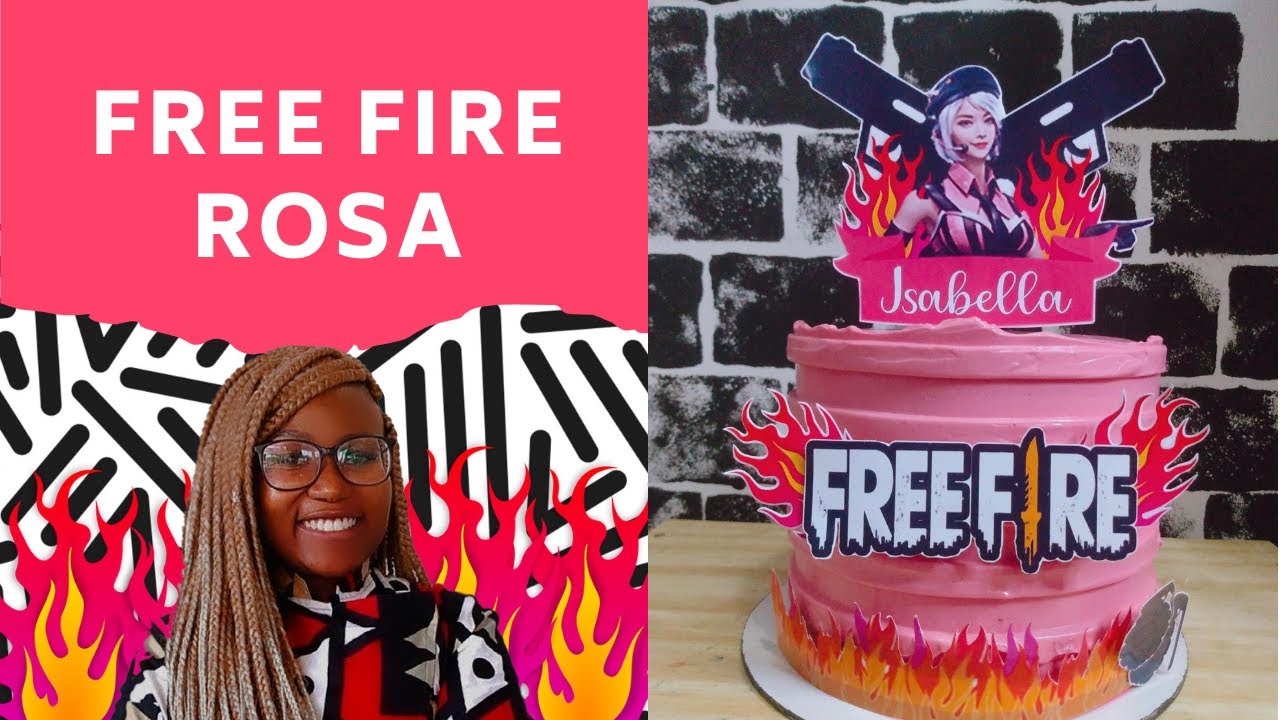 Bolo tema free fire feminino rosa #freefirefeminino