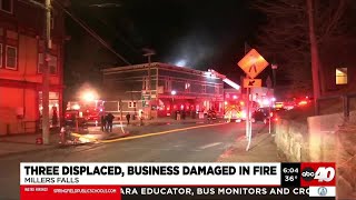 Three displaced, business damaged in Millers Falls fire