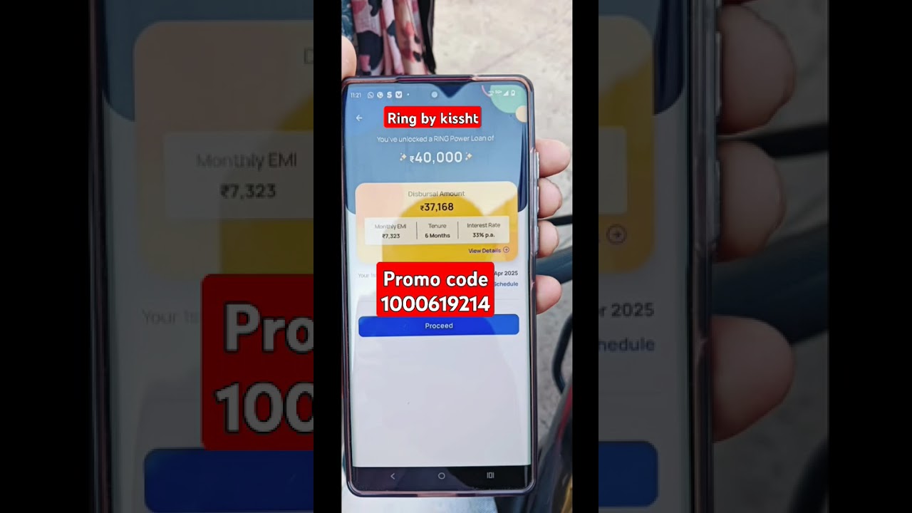 ring by kissht Promo code corporate code optional code 1000619214 ring power loan apply kare 