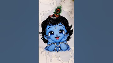 😲I Spilled Watercolor draw cute krishna painting 🔥#Shorts #krishna #janmashtami #krishnabhajan #cute