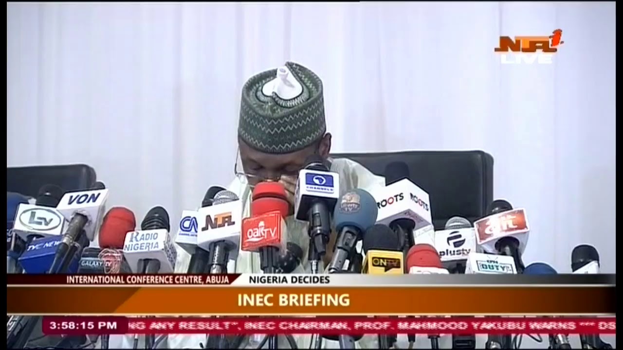 INEC CHAIRMAN PRESS BRIEFING AT NATIONAL COLLATION CENTRE LIVE YouTube