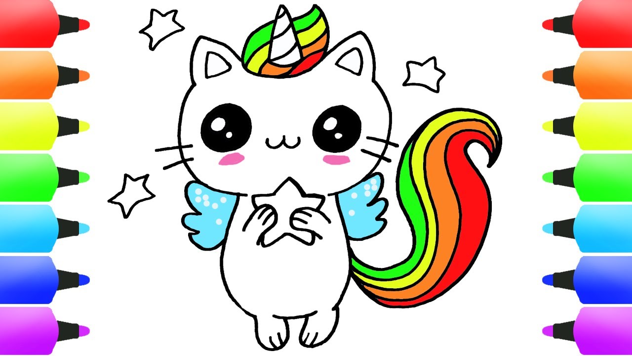How to Draw UNICAT (Unicorn Cat) with Glitter Star | Drawings, Art