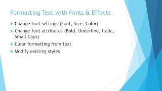 Word 2013 - Lesson 6 - Formatting Fonts & Effects