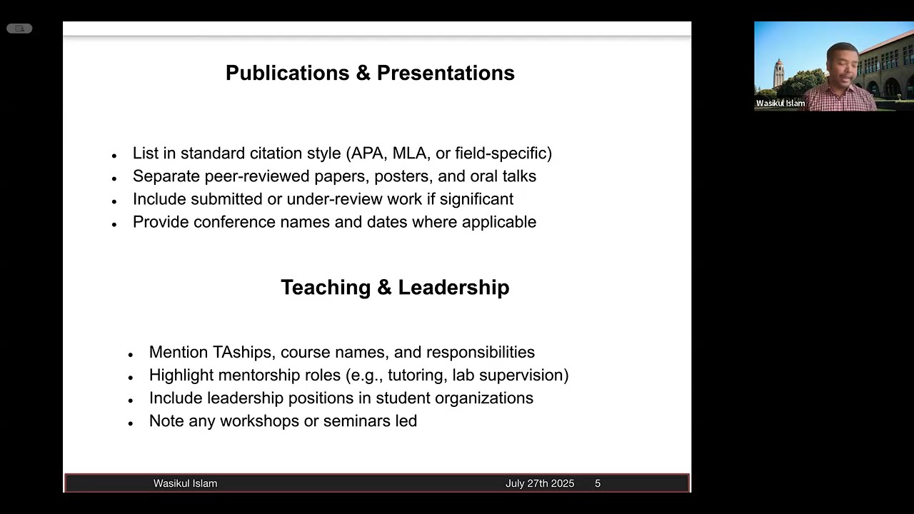 Crafting an Effective CV for Graduate Applications