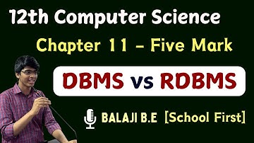 12th Computer science DBMS vs RDBMS | Difference | Tamil | Chapter 11  Important five mark
