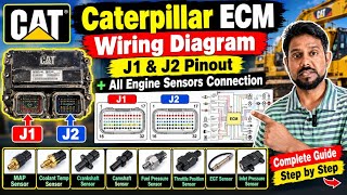 Caterpillar ECM Wiring Diagram | J1 & J2 Pinout   All Engine Sensors Connection #ecm