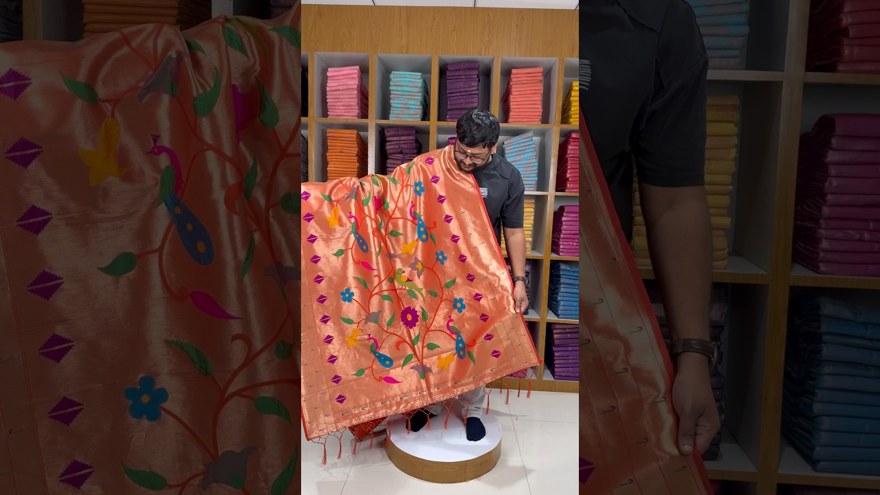 Paithani Jacquard Dupatta with Peacock (Mor) & Floral Weaving