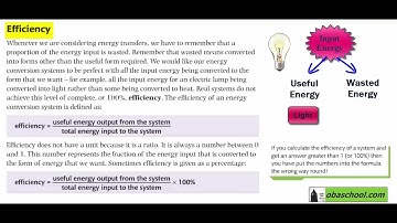 GCSE Physics Revision - Conservation and Dissipation of Energy - Energy and Efficiency - Efficiency