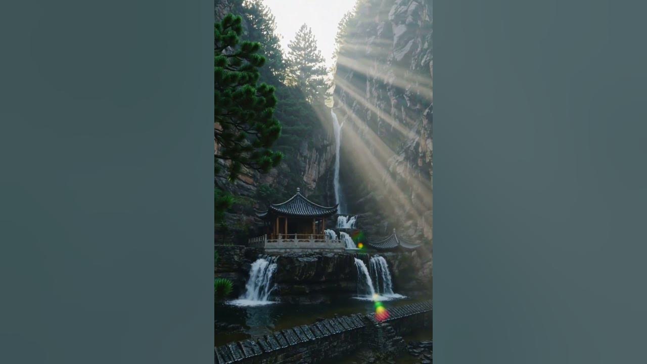 Shaolin Temple at Mount Song ⛩️🌿 | 4K Ambient Stillness + Waterfall Light