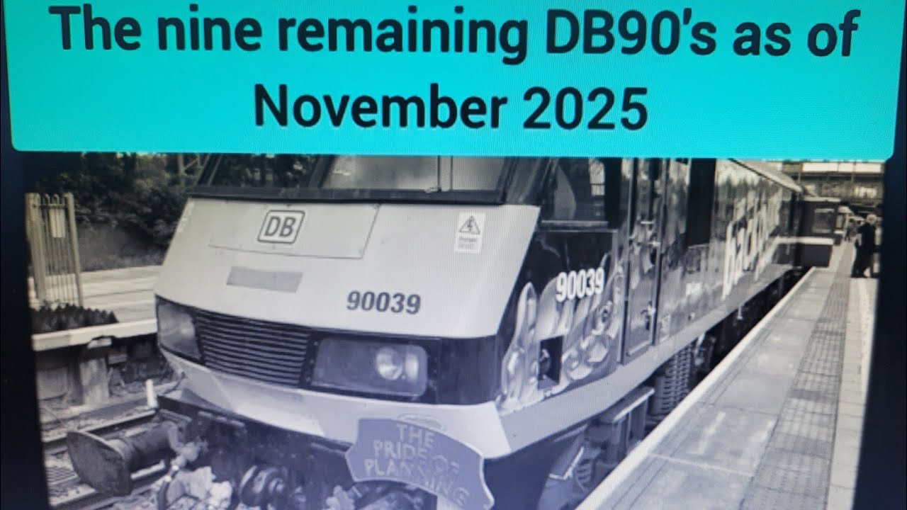 The nine remaining DB90s at Crewe TMD(e) as of November 2025