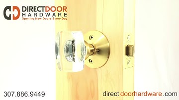 Emtek Windsor Crystal Knob with Modern Rosette in Satin Brass