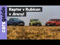 Ford Ranger Raptor vs Jeep Wrangler Rubicon vs Suzuki Jimny 2019 off-road review