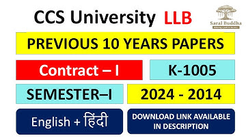 Contract – I | K 1005 | semester - I | Last 10 Years Question Papers | CCS University | LLB