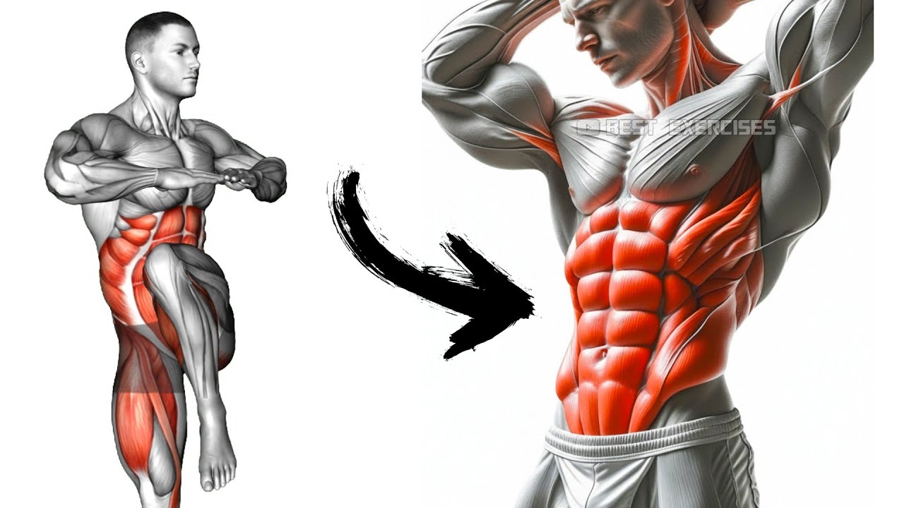 10-минутная тренировка для пресса стоя, заменяющая приседания (пресс с шестью кубиками)