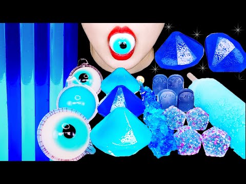 ASMR BLUE FOODS 파란색 음식 먹방 JELLY NOODLES, EYEBALLS GUMMY, ROCK CANDY 젤리국수, 눈알젤리, 보석젤리, 락캔디 MUKBANG