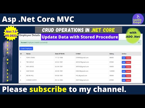 CRUD Operations Using ASP.NET Core And ADO.NET | Update data with SQL Stored Procedure | .Net 7.0