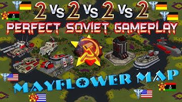 cncnet red alert 2 - Perfect Soviet Gameplay in Mayflower map 2 vs 2 vs 2 vs 2 Online Multiplayer