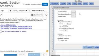 Construct a 99% Confidence Interval for the Mean in Statcrunch MyMathlab MyStatlab