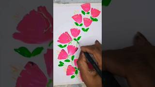 Easy Floral Painting in Neon Colours shorts shortsvideo acrylicpainting neon satisfying maha