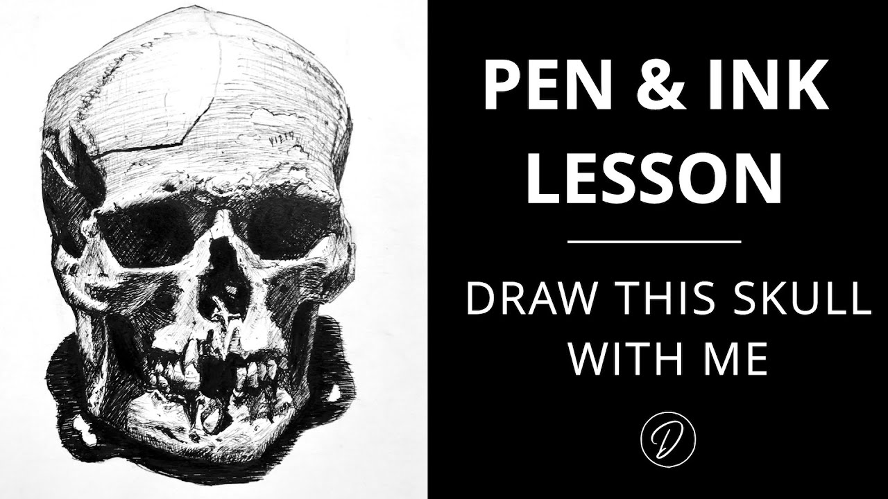 Pen & Ink Lesson: Drawing a Skull - YouTube