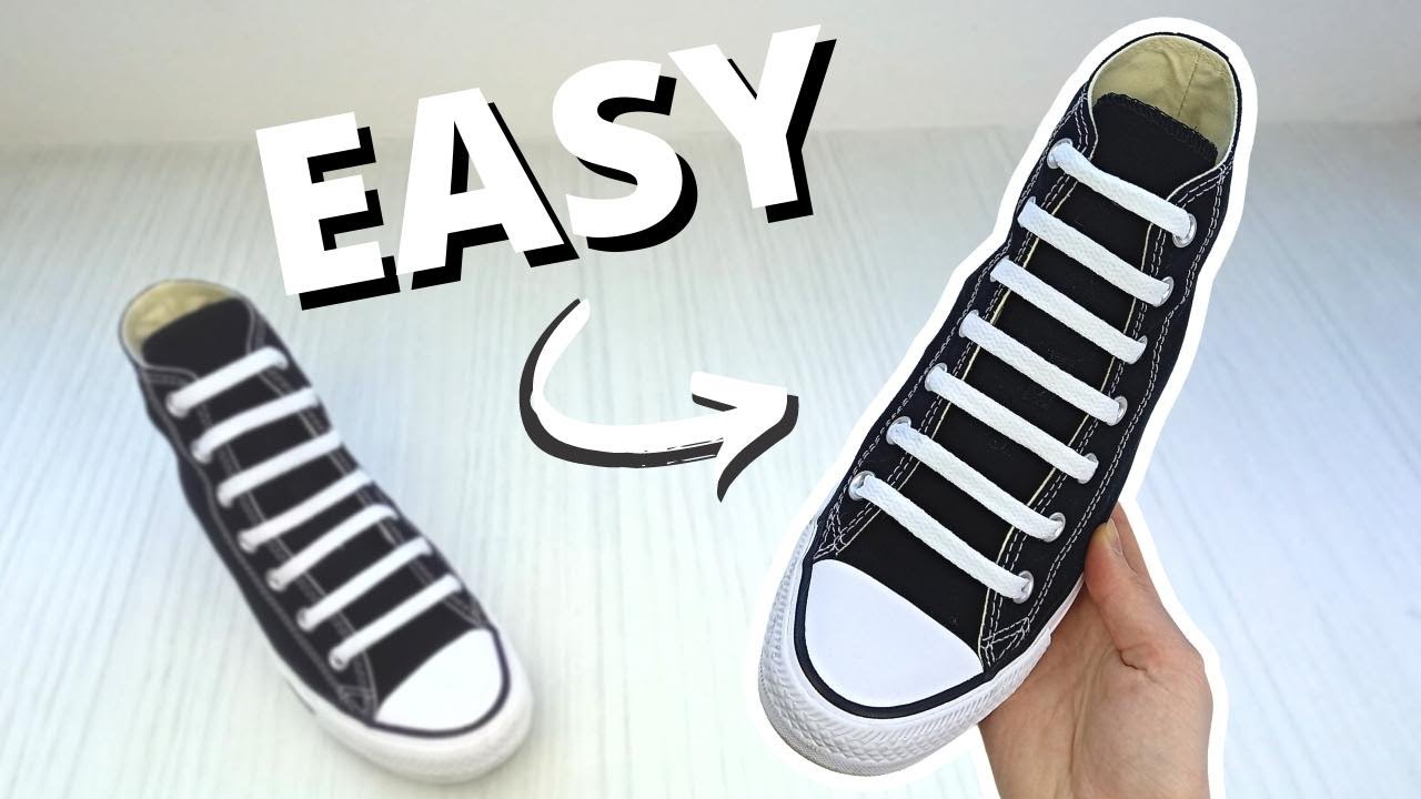 HOW TO BAR LACE CONVERSE (EASY Way) - YouTube