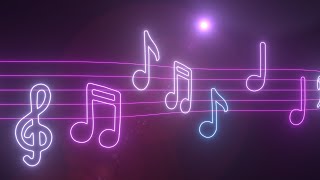 Glowing Music Notes Move Along Wavy Musical Score Sheet Lines Melody 4K UHD 60fps 1 Hour Video Loop