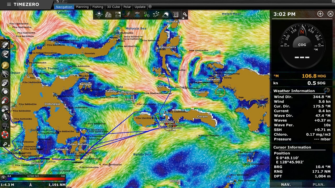 TIMEZERO part 1 NAVIGATION TAB - Lihat Lokasi Klorofil Mancing ga boncos!!