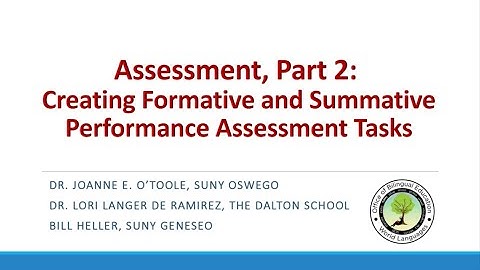 Assessment Part 2:  Creating Formative and Summative Performance Assessment Tasks