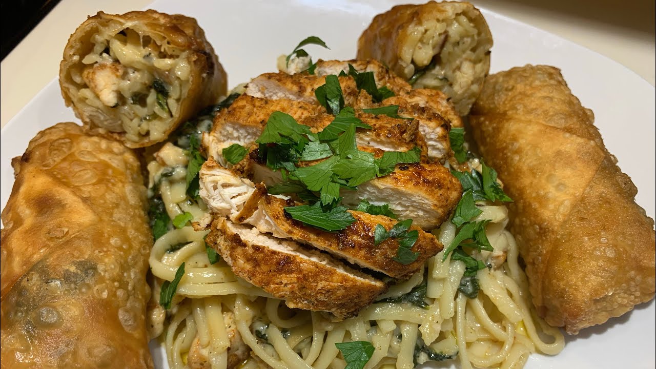 BEST Chicken Alfredo Egg Rolls 🔥🔥 CHICKENBREAST EGGROLLS YouTube