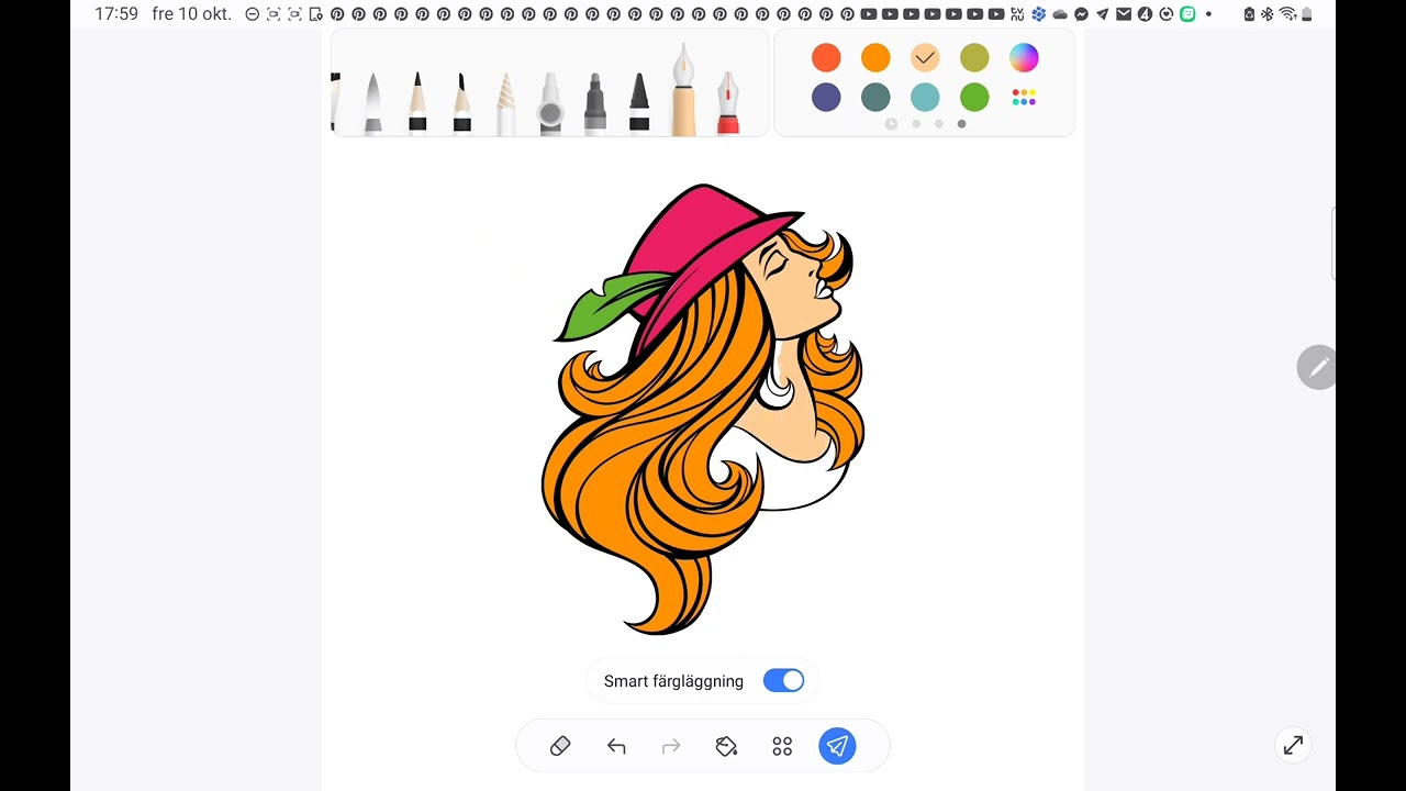 PENUP - Drawing And Painting App Program - Part 69 - Orange-Haired Lady - Orange And Pink Coloring 