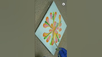 #Shorts | Acrylic Pouring for Beginners: SIMPLE ABSTRACT FLOWER PAINTED WITH CHAIN!