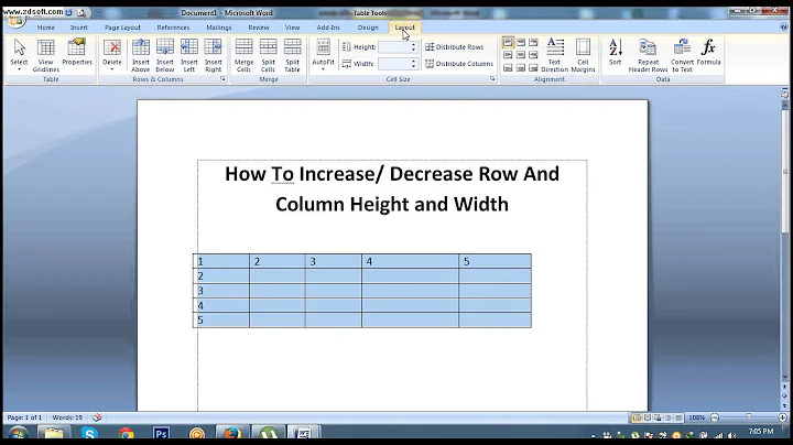 How To Increase or Decrease Row And Column Height and Width In MS Word 2007 #Lesson 35