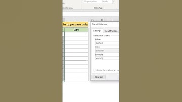 Allow user to enter name in UPPERCASE only in Excel | #shorts