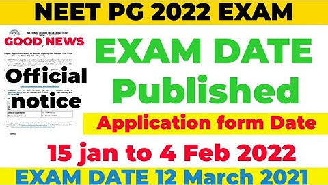 NEET PG 2022 Finally Exam Admit card Application form Date published by NBE