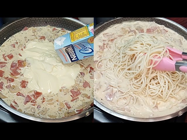 Creamy carbonara recipe sobrang malinamnam/Panlasang pinoy/Kusina ni lola/Yummy kitchen/Yummy class=